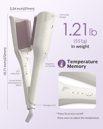 TSUYAGLA T501 Wave Curling Iron 1.4 inch