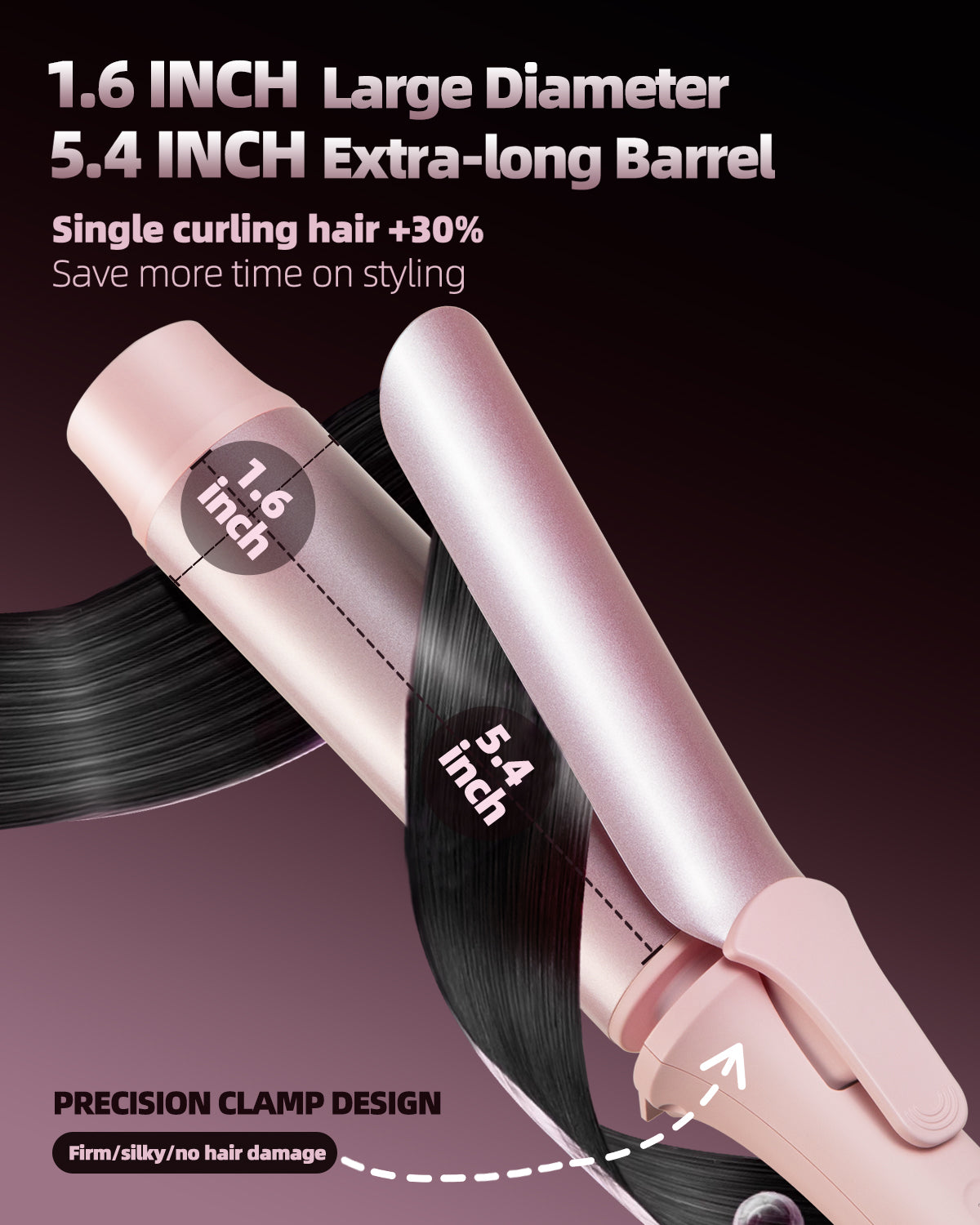 TSUYAGLA Large Hair Curling Wand, 1.6 Inch Big Barrel Curling Iron