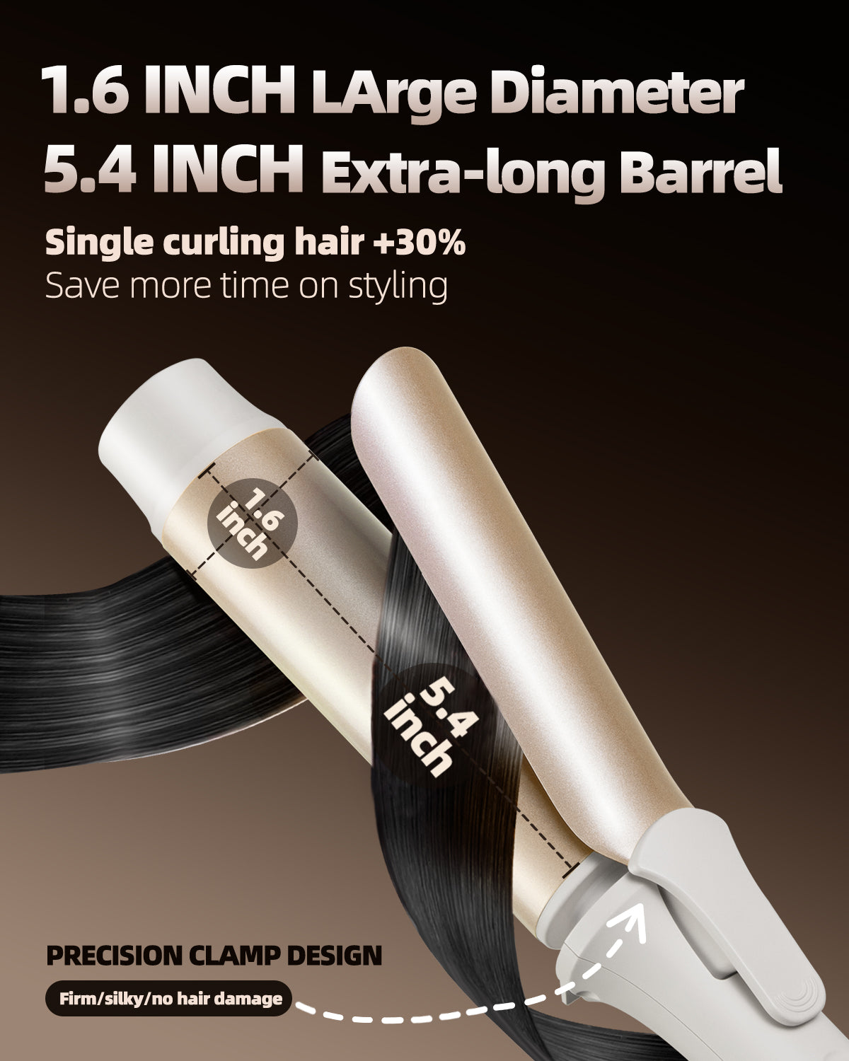 TSUYAGLA Large Hair Curling Wand, 1.6 Inch Big Barrel Curling Iron