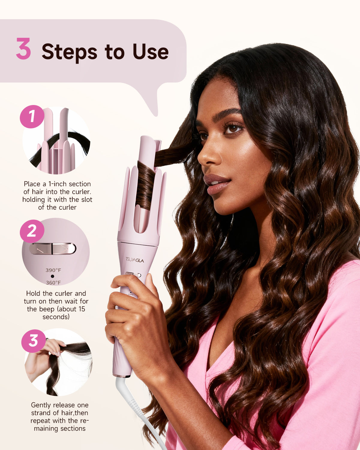 TSUYAGLA Automatic Curling Iron and Straightening Comb Set